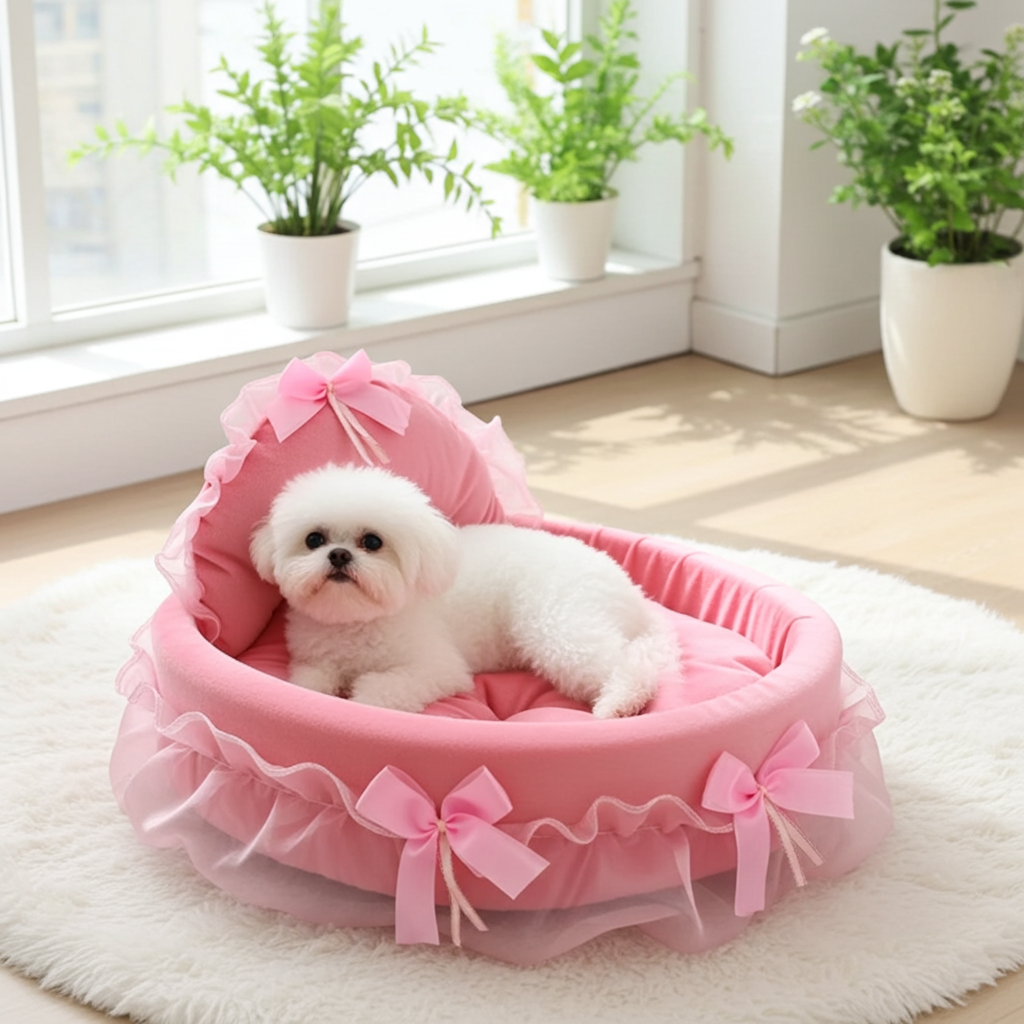 Enchanté Oval Lace Princess Dog Bed